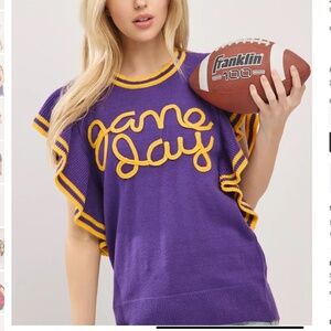 Sewn and Seen “ Viking 2 “ Sewn & Seen Game Day Ruffle Sleeve Knit Top SR39